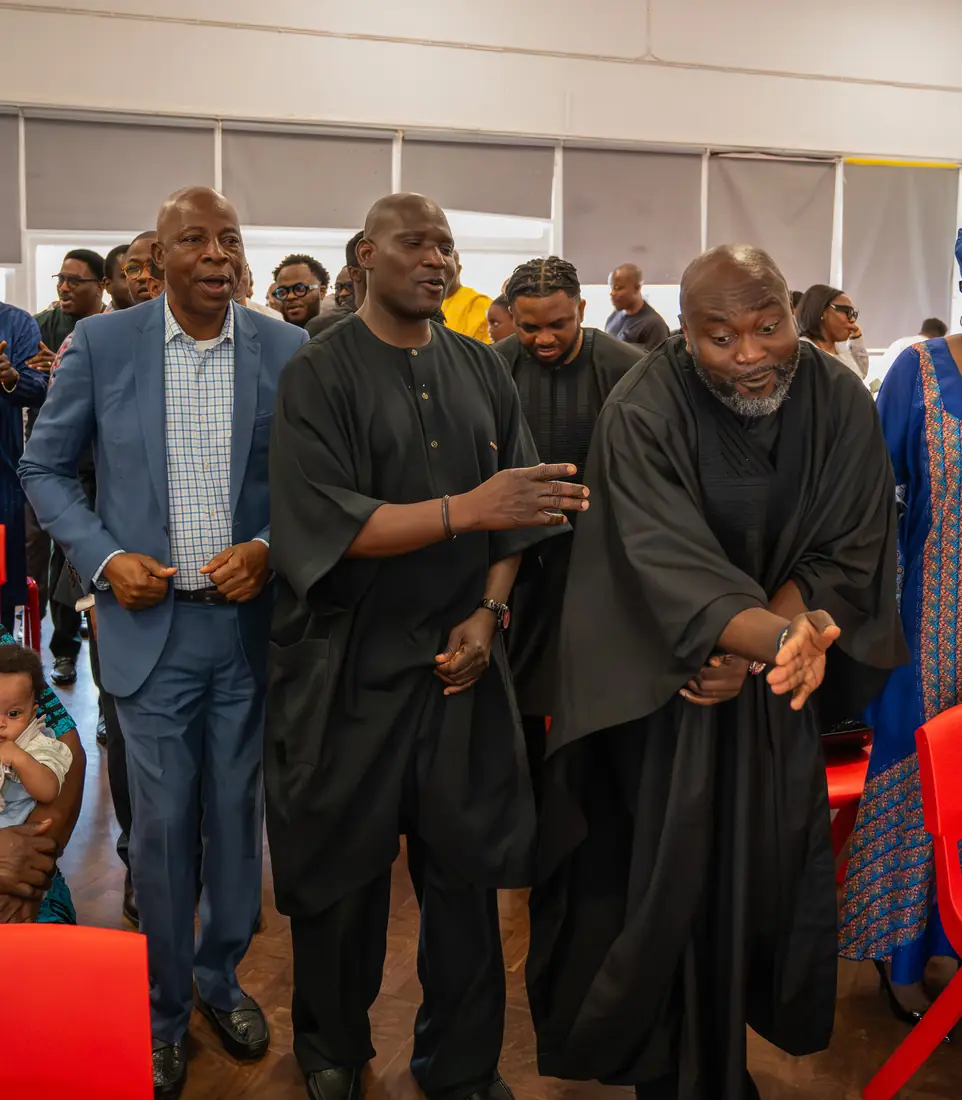Victory Centre members celebrating together at a church event